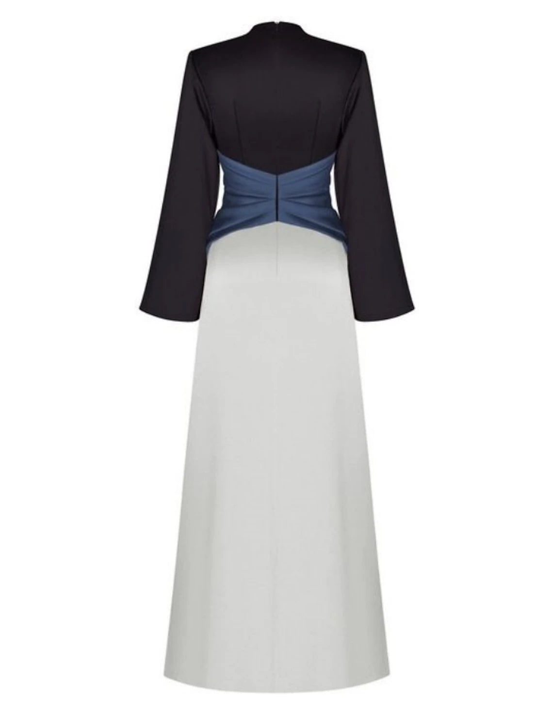 A-Linie Abendkleid Elegantes Kleid Formal Bodenlang Langarm V-Ausschnitt Satin mit Falten Geraffter Schlitz